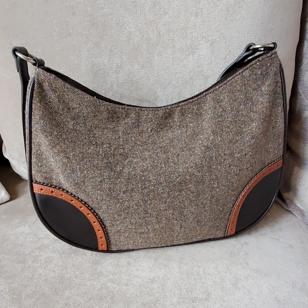 Express Wool Blend Tweed Saddle Shoulder Bag